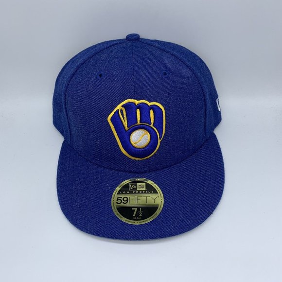 Milwaukee Brewers Heather Low Profile 7 1/2 59Fifty New Era Hat Fitted Cap - Picture 1 of 5